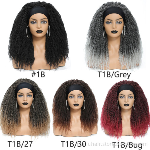 Afro Kinky Marley Twist Wig Black Ombre Brown Marley Braids Headband Wig Synthetic Braiding Hair Wig